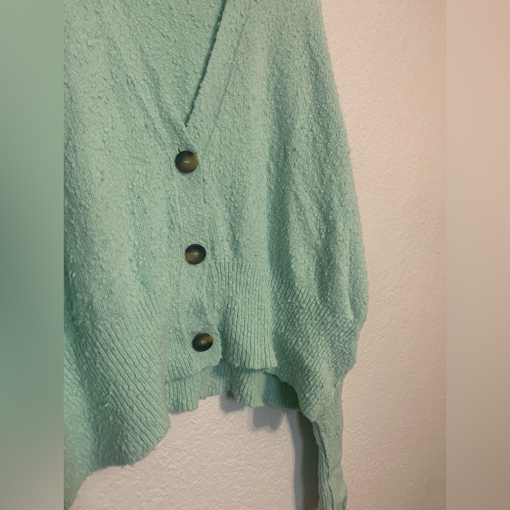 Free People Womens Size Sm Button Front Oversized V Neck Cardigan Green Sweater - Picture 5 of 10